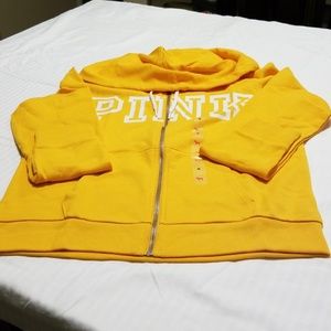 Yellow and white zip up hoodie